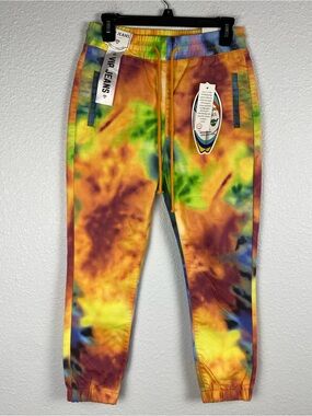 NWT VIP Jeans multicolor tie-dye joggers drawstring elastic waist size 9/29